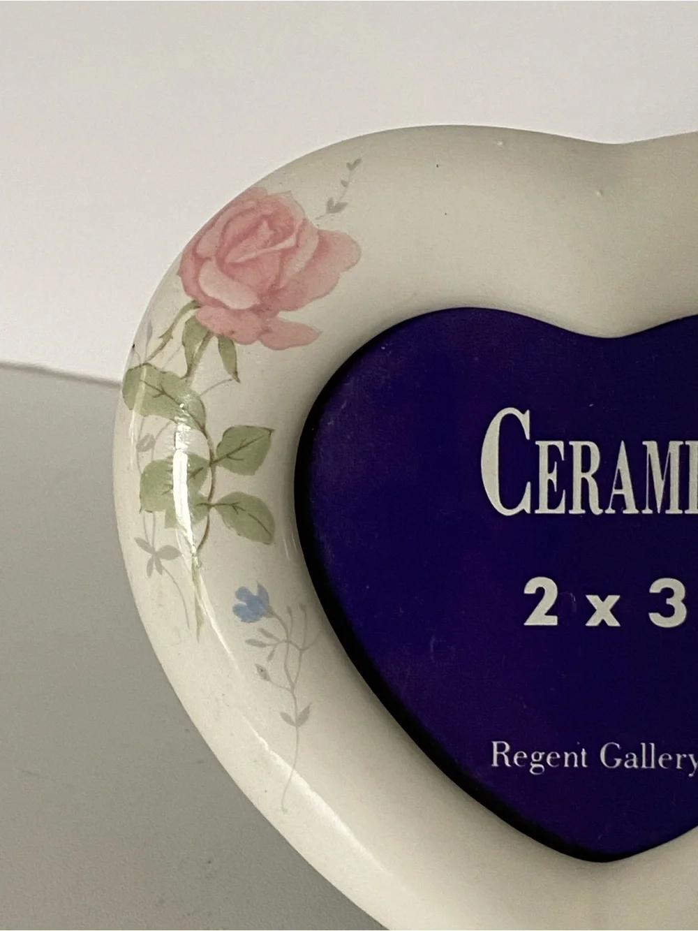 Vintage Heart Shaped Photo Frame Floral Roses Ceramic Picture Frame 3” Roses